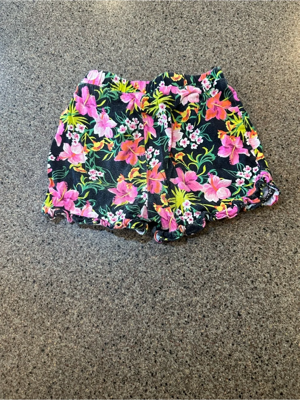 Floral Black Lounge Shorts with Pink & Green Print